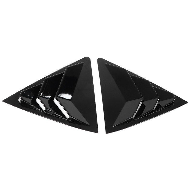 2pcs Gloss Black Rear Side Window Louvers Trim Air Vent