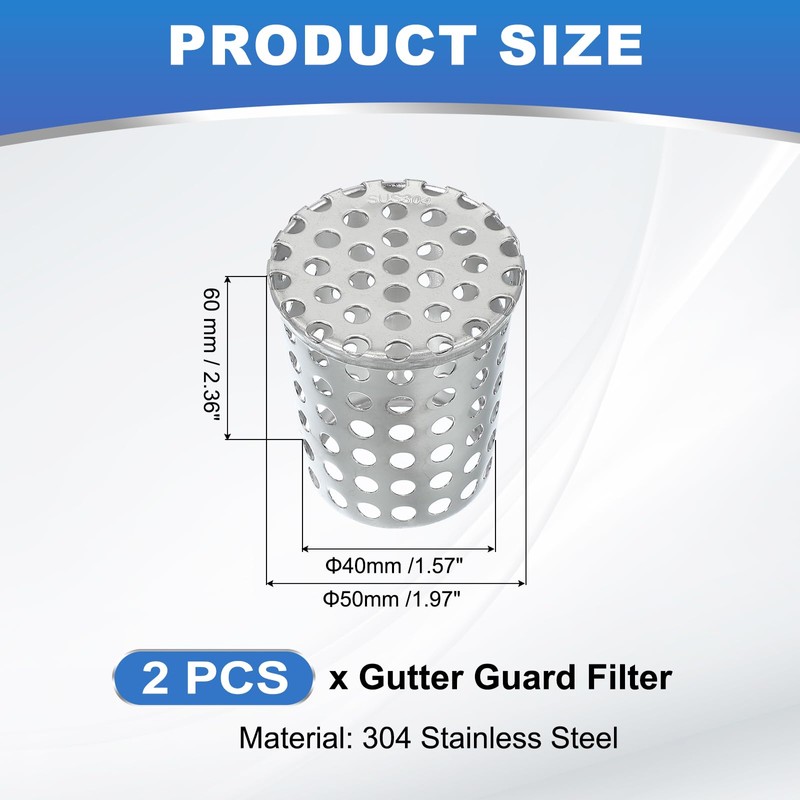 PATIKIL Gutter Guard Filter 2"-1.6", 2 Pcs PVC Termination Cap