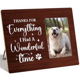 OTINGQD Dog Memorial Picture Frame,Memorial Sympathy Gifts for Loss of Dog,Thanks for Everything I Had a Wonderful Time Wooden Photo Frame for Tabletop Wall Display