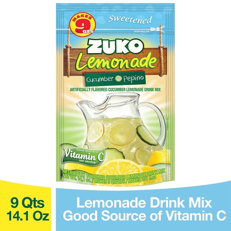 ZUKO Cucumber Instant Powder Drink, Family Pack, No Sugar Needed,