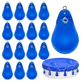 Yearn Cozy 16 Pack Pool Cover Weights with Hooks, Thick PVC Winter Pool Water Bags, Leakproof & Antifreezing - Secures Pool Liner, Cover, Other Outdoor Equipment, 13.8" (Dark Blue)