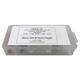 Sherco-Auto 50 Piece Mini Blade Fuse Assortment ATM/MIN - 10 Each of 5 Different Amps - USA Made