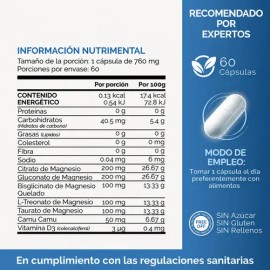 5 Magnesios Veganos Con Camu Camu 60 Cápsulas                                                                                                         