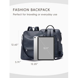 CLUCI Womens Backpack Purse Leather Anti-theft Large Fashion Designer Travel Bag Ladies Shoulder Bags, Top Zip-10 Dark Blue, Modern