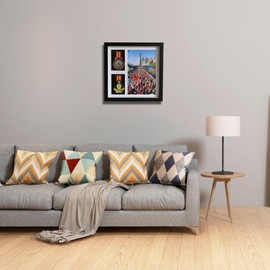 Marathon Medal Display Frame,2 Medal Display case,Medal Display Frame with Photo,Wooden Medal Shadow Box,for Marathon，Military，Blue Ball,Swim，Medal Frame Display(Black)