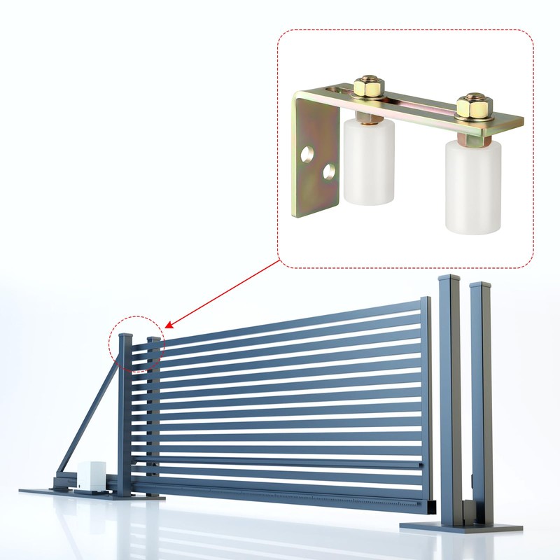 Skelang Slide Gate Guide Roller with L Post Bracket, Dual