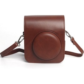 Funda para Cmara Mini 12, Funda Protectora de Piel Sinttica Retro para Cmara Instantnea, Bolsa Porttil para Cmara con Correa Ajustable para el Hombro,