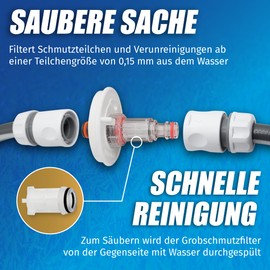 MaJoCompTec® Watertwin Fuel Cap with Water Connection, Water Tank Cap Filling Connection for Water Filler Nozzle, Motorhome Caravan Accessories (Pro Version + Filter, Adapter 3-PIN D: 78)