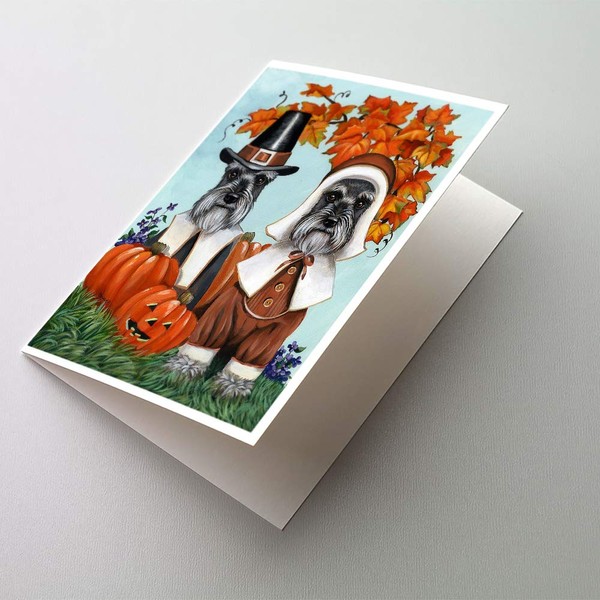 Schnauzer Thanksgiving Pilgrims Greeting Cards and Envelopes Pack of 8