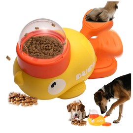 Interactive Yellow Duck Treat Dispenser Slow Feeder Toy for Dogs and Cats Chew Resistant Puzzle Fun Pet Feeder Dog Treat Dispenser Toy Healthy Eating