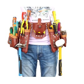 RISING STAR PRO-230 100% GENUINE LEATHER TOOL BELT POUCH| HEAVY DUTY BELT FOR CARPENTER,HANDY MAN & WOMEN, ELECTRICIAN,PLUMBERS, CONSTRUCTION WORKERS,GARDNER, LANDSCAPER,MAINTENANCE WORKERS.