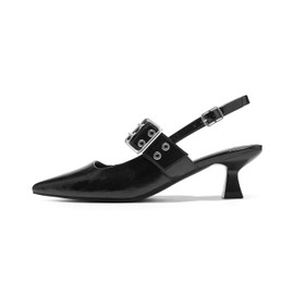 Arromic Kitten Heels for Women Pointed Toe Pumps Mary Jane Low Heel Slingback Heels Punk Style Fashion Shoes for Dating Party Working Dressy Black