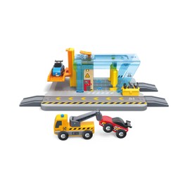 Hape Car Wash and Workshop, Washing and Repairing Cars, Interactive Toy for Kids