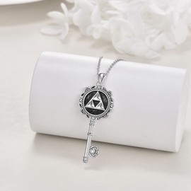 YFN Zelda Necklace Sterling Silver Wiccan Key Necklace Literary Jewellery for Women, Sterling Silver, No Gemstone