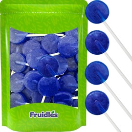 Fruidles Raspberry Lollipops Candy Suckers for Kids, Kosher, 8 Bulk Flavors, Perfect for Gifting, Parties, Events (Pack of 50)