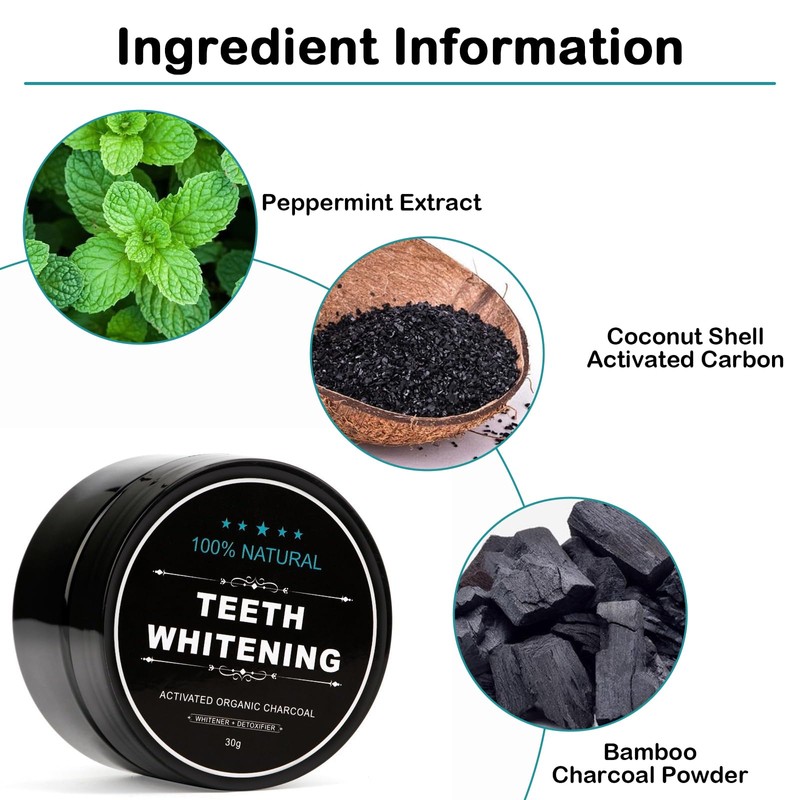 Pack of 2 Teeth Whitening Powder, Activated Carbon Powder, Natural