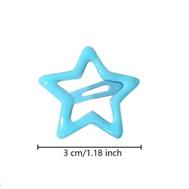 Paderison Hair Clip, 10Pcs Star Hair Clips for Girls, Y2K Star Hair Clip, Metal Hair Barrettes, Kawaii Hair Accessories, Non Slip Rave Accessories, Blue, 1.2 inches, 10 in a Package