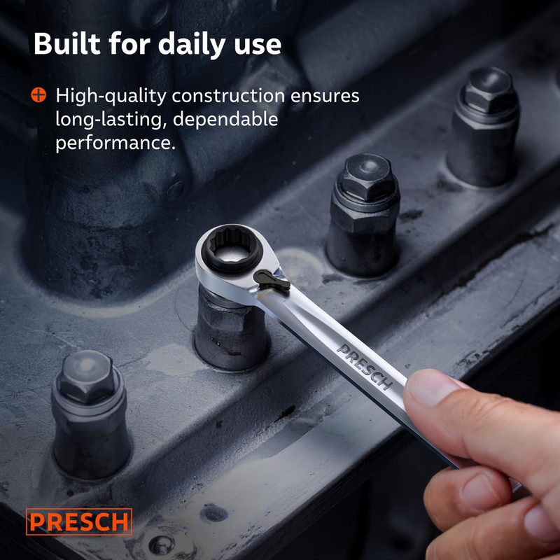 PRESCH Double Ratchet Spanner 4-in-1 (16mm/17mm & 18mm/19mm) - Reversible