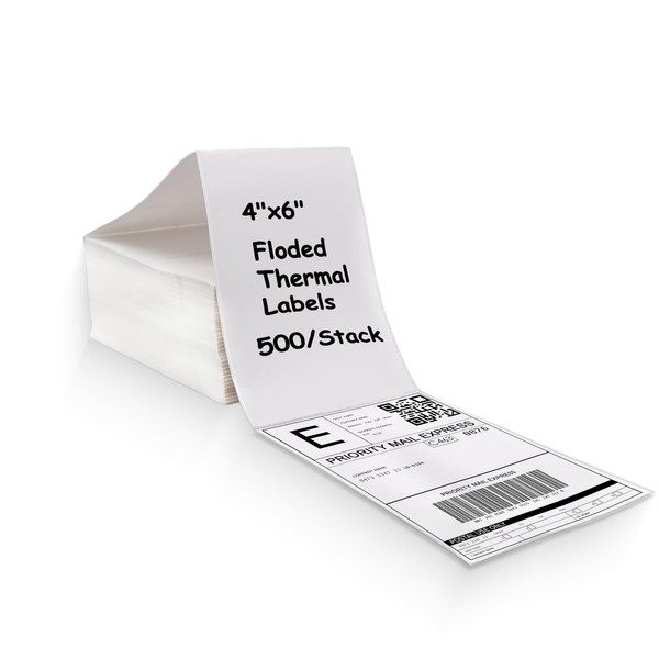Direct Thermal Labels 4x6, Fanfold Shipping Label Compatible Most Thermal
