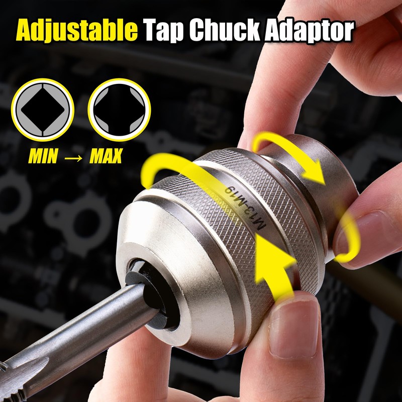 Topec Tap Sockets, 6-Piece Tap Extractor, Adjustable Extraction Tool, CR-MO