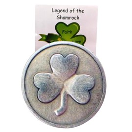 Westmon Works Irish Pocket Token Metal Holy Trinity Shamrock Legend Prayer Set with Story Card Trinket Made in Italy