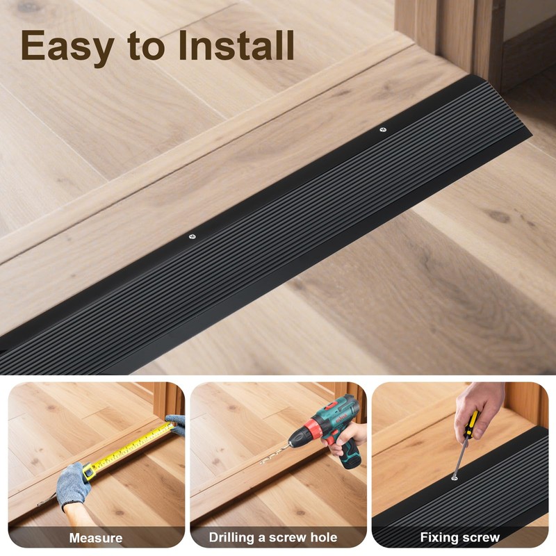 Heneymo 3 Pack Aluminum Floor Transition Strip, Door Thresholds Bridge