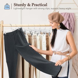 HOUSE DAY Clear Pants Hangers with Clips 25 Pack, Non-Slip Skirt Hangers for Women, Upgraded Heavy Duty Plastic Clip Hanger for Pants, Trousers, Jeans, 14" Short Hanger, 360-Rotating Swivel Hook