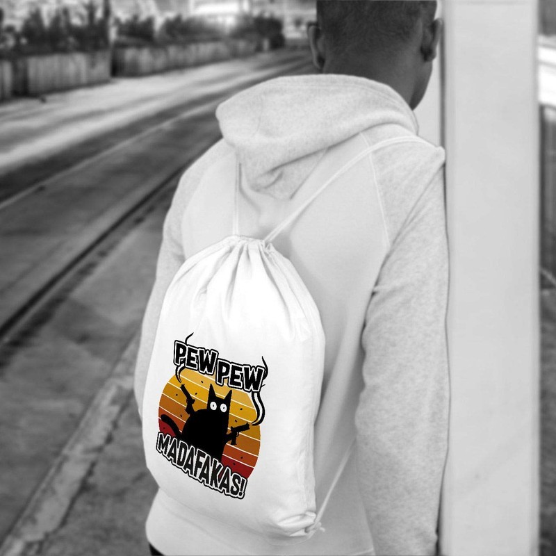 MoonWorks® Gym Bag Pew Pew Madafakas Cat Western Cat Meme