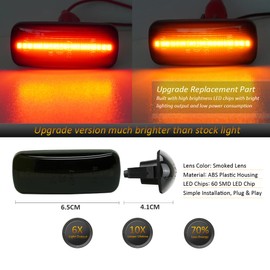 D-Lumina LED Side Marker Lights Assembly Amber ＆ Red Compatible with 2010-2017 Dodge Ram 2500 3500 Dual Bed Fender Side Markers, Smoked Lens Front Rear Side Marker Lamp, Pack of 4