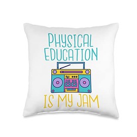 Physical Education Teacher Gifts & Supplies Physical Education is My Jam PE Teacher Throw Pillow, 16x16, Multicolor