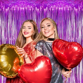 TYEQWT Tinsel Curtain Glitter, Pack of 2 Fancy Dress Party Curtains Decoration Glitter Foil Fringe Curtains Party Decoration Streamers Birthday Photo Background for Carnival Fancy Dress Disco