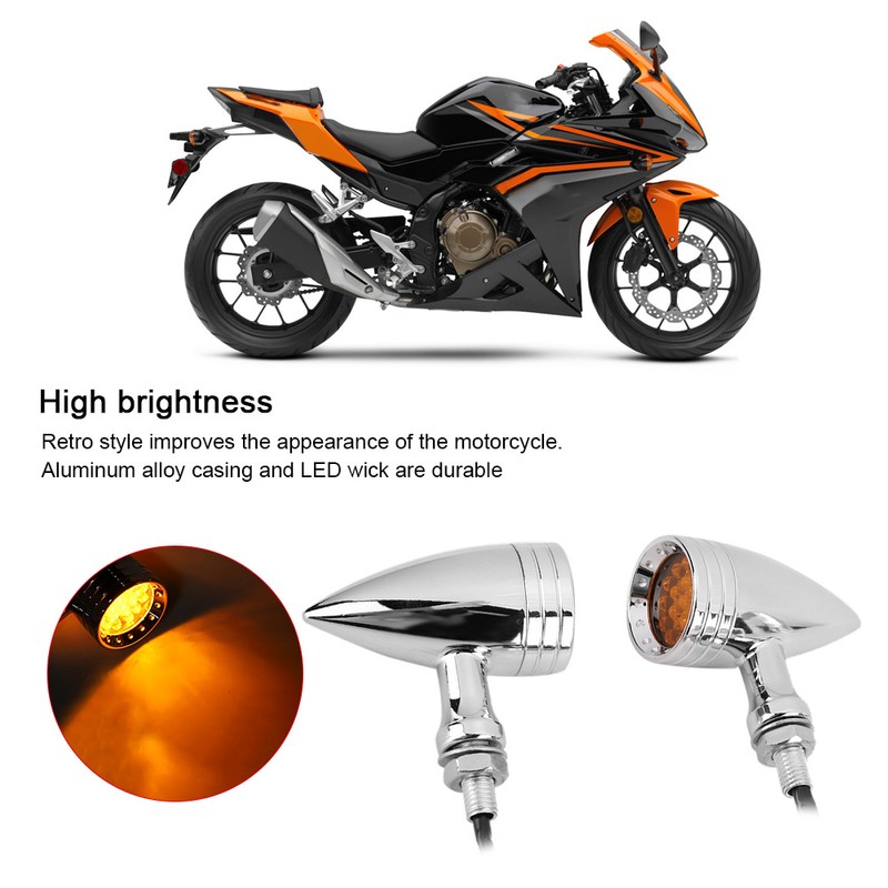 Motorcycle Retro Style Bullet LED Turn Signal Lamp Flashlight Fit