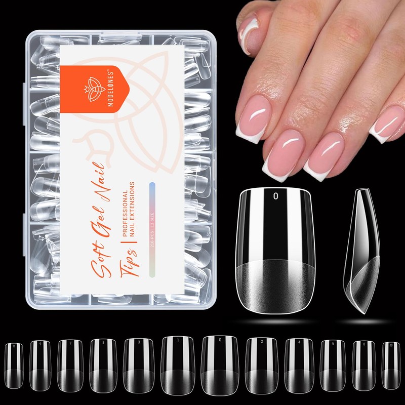 modelones - Uñas postizas cuadradas cortas, preformadas, cobertura total, uñas