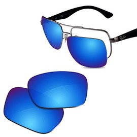 Glintbay 100% Precise-Fit Replacement Sunglass Lenses for RayBan RB3483 60mm - Polarized Ice Blue Mirror