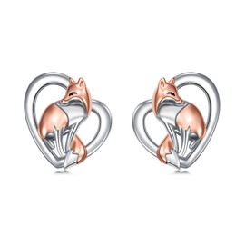 Fox Studs Earrings 925 Sterling Silver Animal Studs Earrings Fox Jewelry Gifts for Women Girls