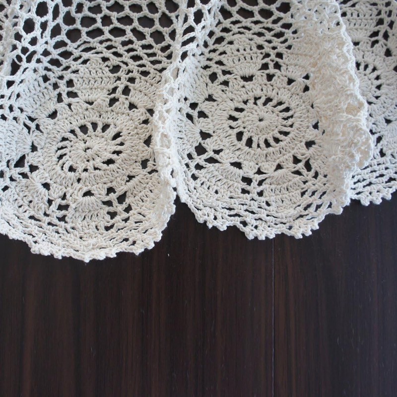 USTIDE Soft Cotton Handmade Crochet Tablecloth White Floral Lace Tablecloth