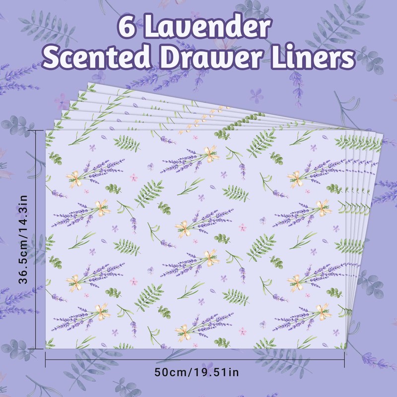 SCENTORINI Shelf Liners for Kitchen Cabinets Non-Adhesive, Lavender Scented Drawer