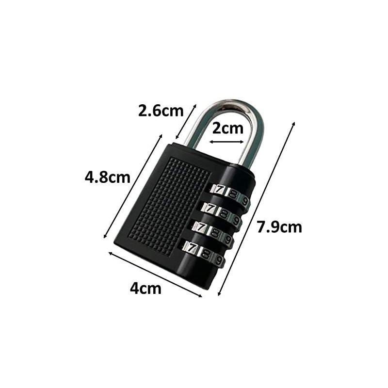 Padlock 4 Digit Combination Lock Security Home - Black