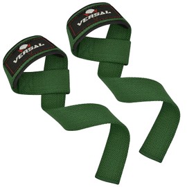 VERSAL VSL Weight Lifting Straps Neoprene Padded Wrist Wraps, 100% Cotton Hand Bar Grips Support Gym Straps for Deadlift Powerlifting Crossfit Strength Training Weightlifting Straps (Military Green)