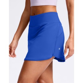 SANTINY - Falda deportiva para mujer, con bolsillos, cintura alta, con pantalones cortos, falda de tenis atlética, para pickleball casual, Azul Real, X-Small