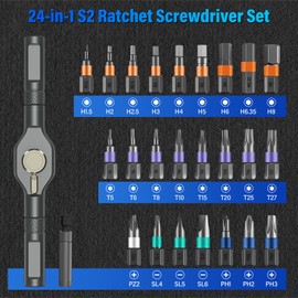 Koeutoze 24 in 1 Magnetic Screwdriver Set – Premium Ratchet Screwdriver Kit with S2 Steel Bits & Ergonomic Aluminium Handle – Compact Magnetic Screwdriver Tool for Furniture, DIY Repair, Car & Home