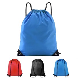 qisheng Drawstring Gym Bag for Kids & Adults, Large Sports Backpack String Swim Drawstring PE Bags for Women Men, Travel Beach School Bag with Waterproof - Blue