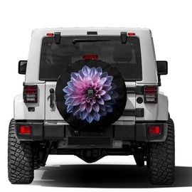 Foruidea Chrome Pink and Purple Flower Spare Tire Cover with Backup Camera Hole Wheel Tire Cover Fit Trailer, RV, SUV and Many Vehicle 17inch