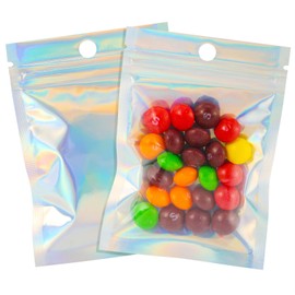 Resealable Mylar Bags | 100 Pcs 3 X 4 Inch | Smell Proof mylar Bag Heat Seal Cute Packaging Foil Food Sealable Small Front Clear Plastic Colored for Storage Candy Beef Jerky Jewerly Product