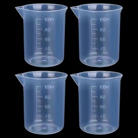 4 Pack 100ml Transparent Measuring Cups Measuring Jugs, Graduated Beaker Plastic Liquid Measuring Cup Measuring Jug for Lab Household Kitchen Cooking Baking Measure Tool
