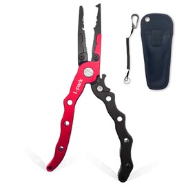 L-park Fishing Pliers (Easy to Hold) Fishing Pliers, Lightweight Aluminum Material, Rust Resistant Even in the Sea, Born from Reviews of Fishing Lovers, 2 Colors of Each (With Lock) Red Black)