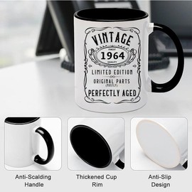 1964 60th Birthday Gift for Women Men 60 Birthday Coffee Mugs for Men 60 Year Old Birthday Gift 1964 60th Gifts Christmas Gifts for Mom,Dad,Wife,Husband,Friend Coffee Mugs 11oz