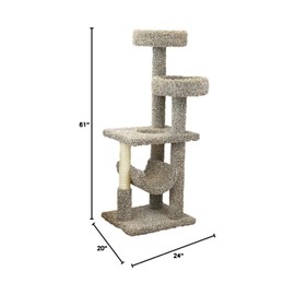 Maykoosh Natural Beauty Multiple Perch Cat Tree, Cat Tree with Scratch Post for All Cat Breeds, Indoor Cat Gym with Perches, Sturdy Wood Construction with Carpet Upholstery Neutral/Round