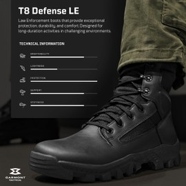 GARMONT TACTICAL T8 Defense LE Law Enforcement EMS Boots for Men and Women, Full Grain Leather, Wide, Size 12