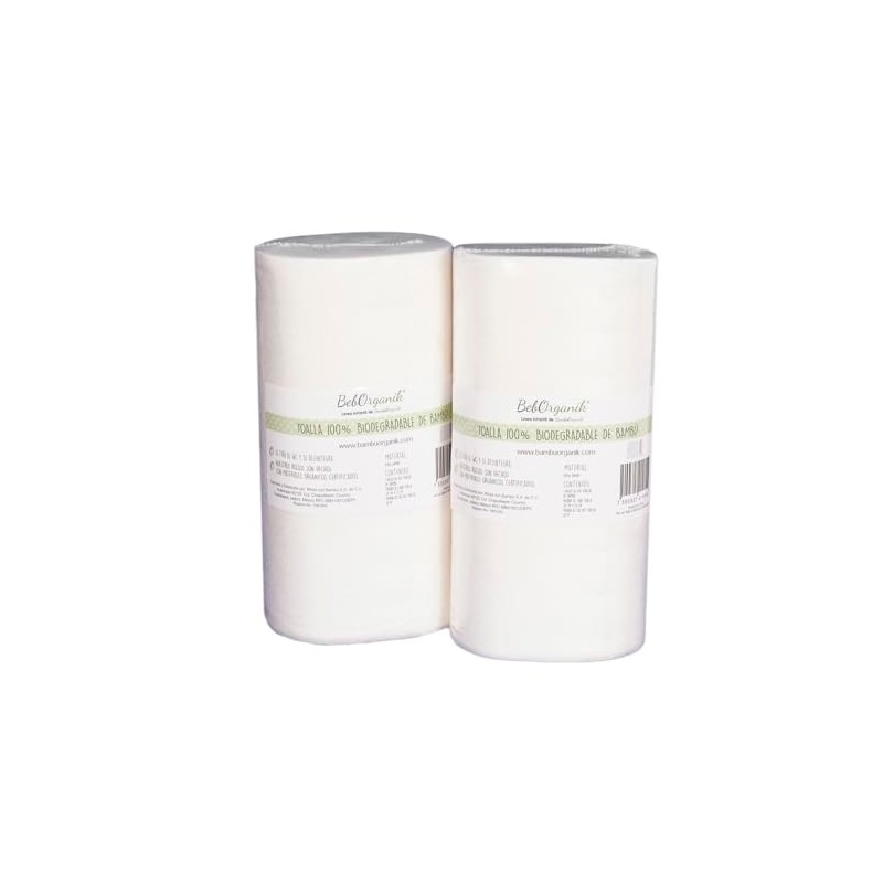 Set De 2 Rollos Con 100 Toallas De Bambú Pre-cortadas